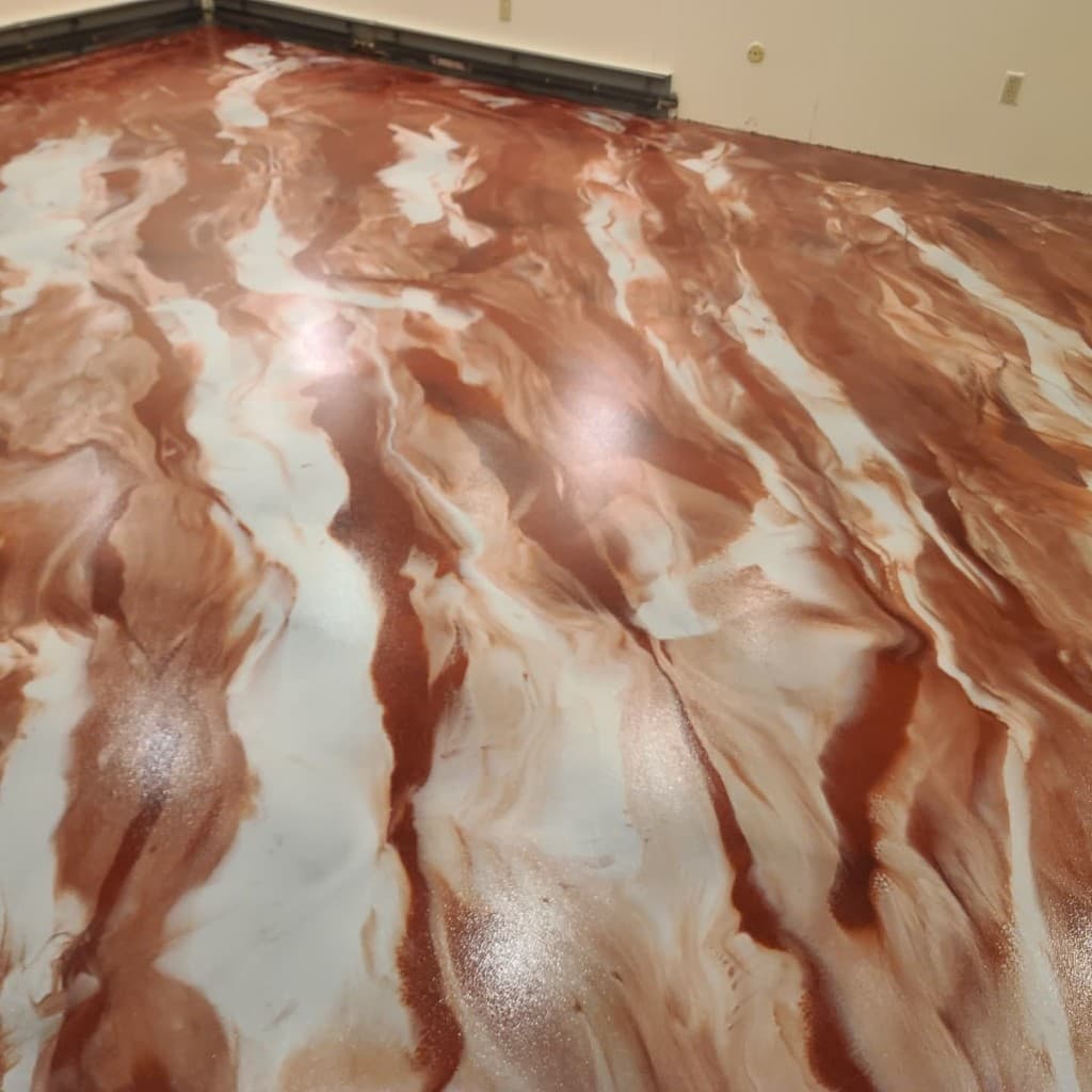 Copper Rust metallic epoxy floor — Long Island NY